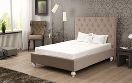 Upholstered bed FRANCESCA with thumbtacks
