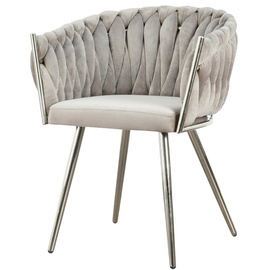 DAHLIA SILVER armchair with woven backrest 80 cm