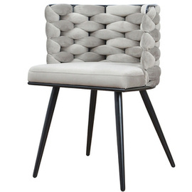 AURORA BLACK armchair with woven backrest 75 cm