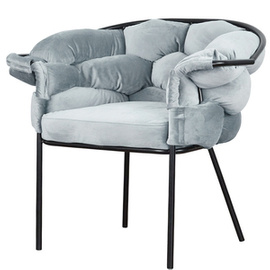 MAGNOLIA BLACK armchair with woven backrest 75 cm