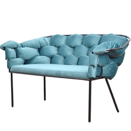 MAGNOLIA BLACK upholstered bench with woven backrest 74 cm