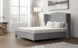 Upholstered bed BEATRICE with thumbtacks