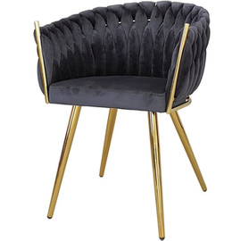 DAHLIA GOLD armchair with woven backrest 80 cm