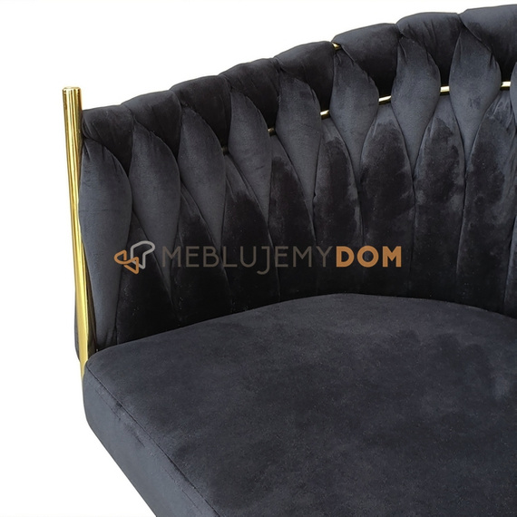 DAHLIA GOLD armchair with woven backrest 80 cm