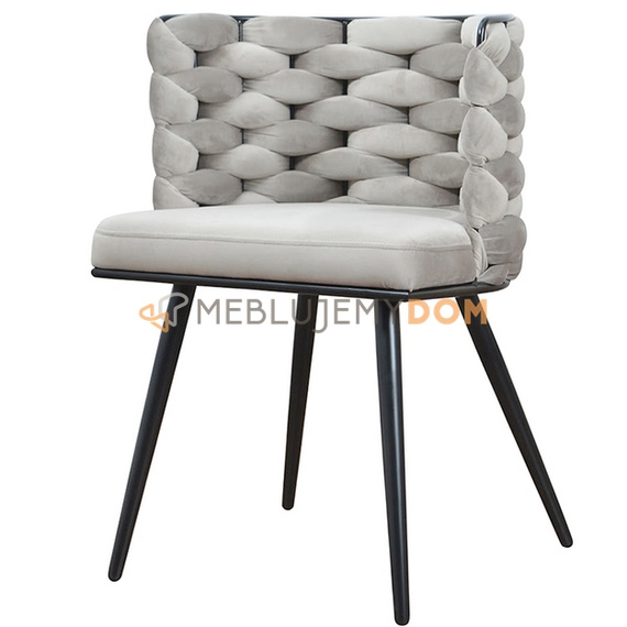 AURORA BLACK armchair with woven backrest 75 cm