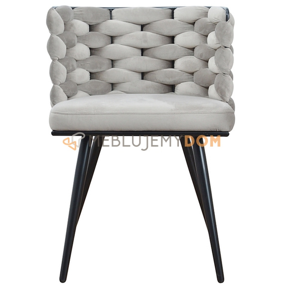 AURORA BLACK armchair with woven backrest 75 cm