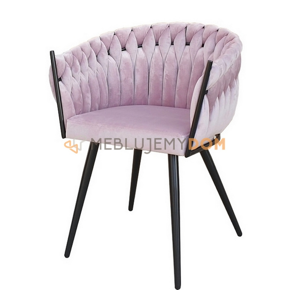 DAHLIA BLACK armchair with woven backrest 80 cm