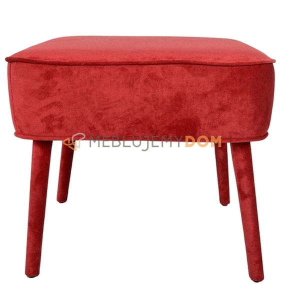 Pouf JUDITH with piping and upholstered legs 50 x 50 cm