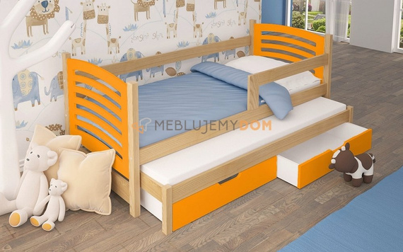 Bed 2-person GILBERT with a railing