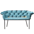 MAGNOLIA BLACK upholstered bench with woven backrest 74 cm