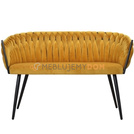 DAHLIA BLACK upholstered bench with woven backrest 76 cm
