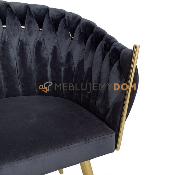 DAHLIA GOLD armchair with woven backrest 80 cm