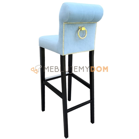 Bar stool NARROW PIK with roller, golden thumbtacks and knocker 116 cm