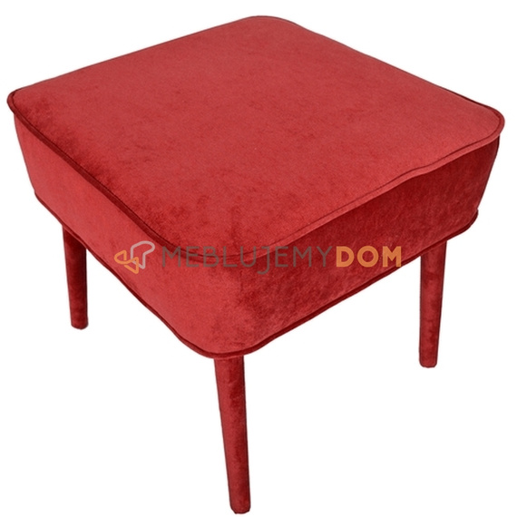 Pouf JUDITH with piping and upholstered legs 50 x 50 cm
