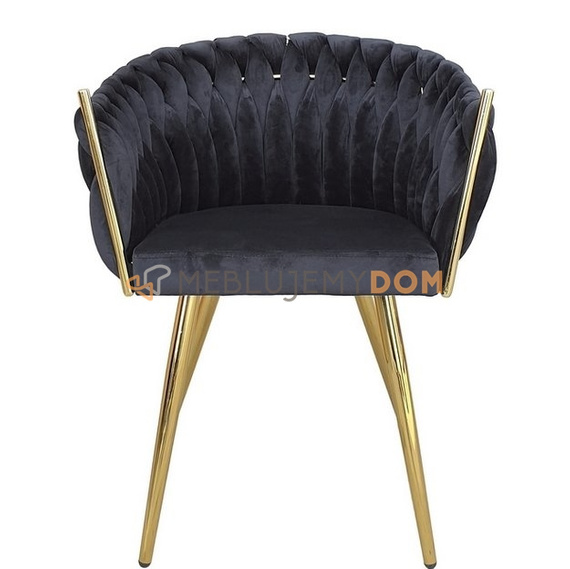 DAHLIA GOLD armchair with woven backrest 80 cm