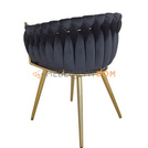 DAHLIA GOLD armchair with woven backrest 80 cm