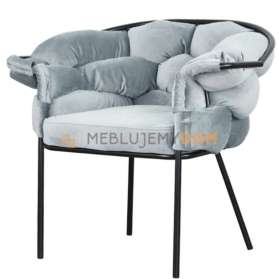 MAGNOLIA BLACK armchair with woven backrest 75 cm