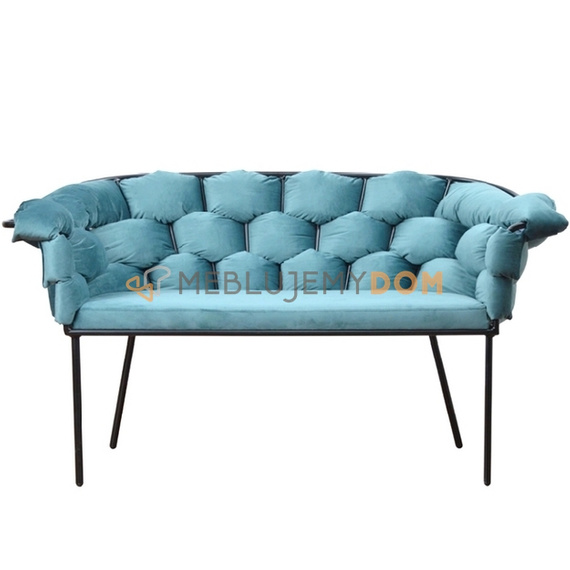 MAGNOLIA BLACK upholstered bench with woven backrest 74 cm