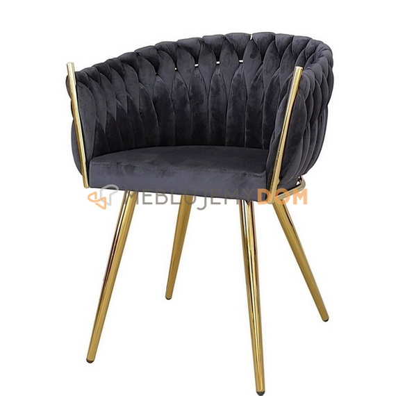 DAHLIA GOLD armchair with woven backrest 80 cm