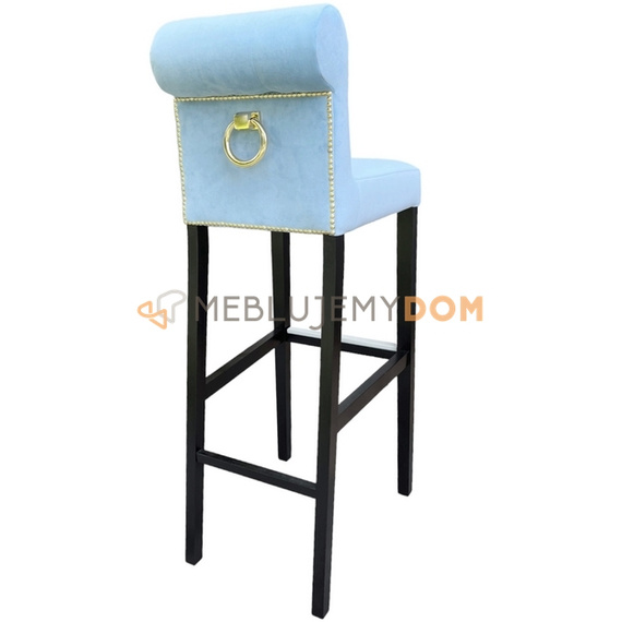 Bar stool NARROW PIK with roller, golden thumbtacks and knocker 116 cm