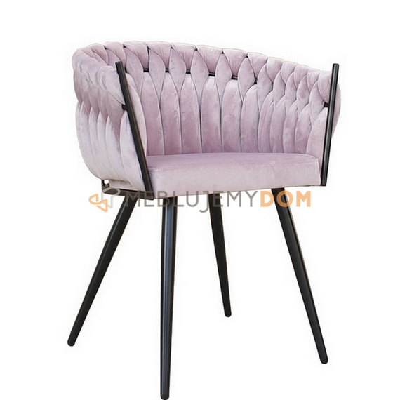 DAHLIA BLACK armchair with woven backrest 80 cm