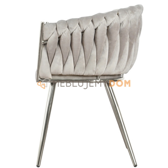 DAHLIA SILVER armchair with woven backrest 80 cm