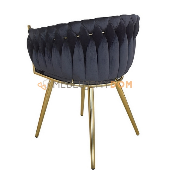DAHLIA GOLD armchair with woven backrest 80 cm