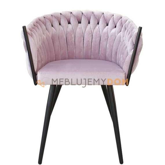 DAHLIA BLACK armchair with woven backrest 80 cm