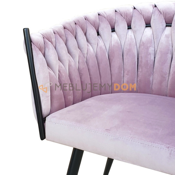 DAHLIA BLACK armchair with woven backrest 80 cm