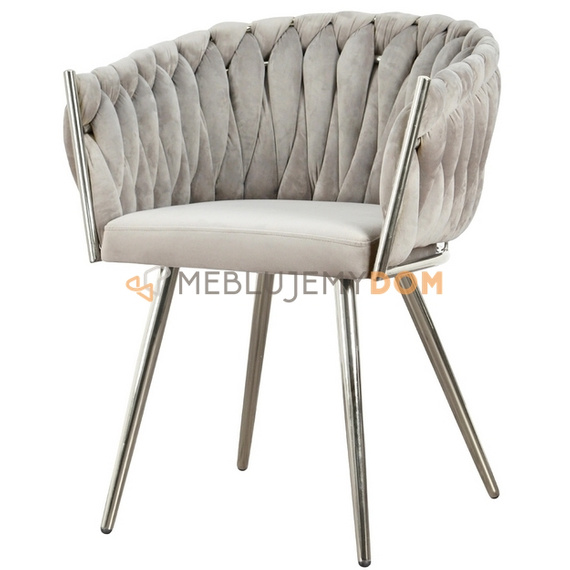 DAHLIA SILVER armchair with woven backrest 80 cm