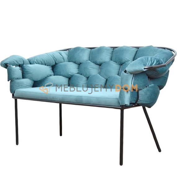 MAGNOLIA BLACK upholstered bench with woven backrest 74 cm