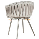 DAHLIA SILVER armchair with woven backrest 80 cm