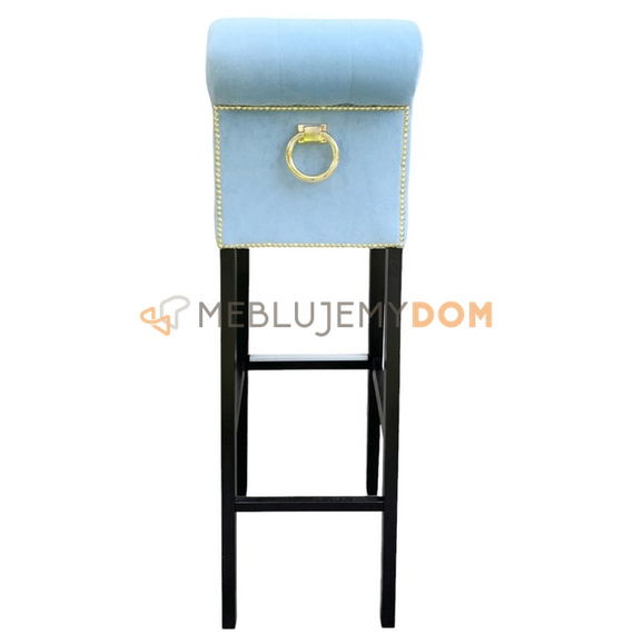 Bar stool NARROW PIK with roller, golden thumbtacks and knocker 116 cm
