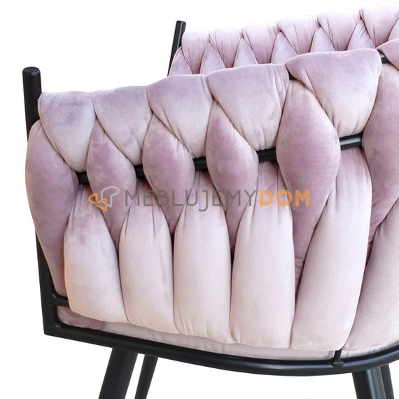 DAHLIA BLACK armchair with woven backrest 80 cm