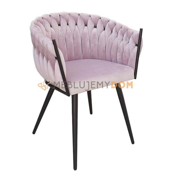 DAHLIA BLACK armchair with woven backrest 80 cm