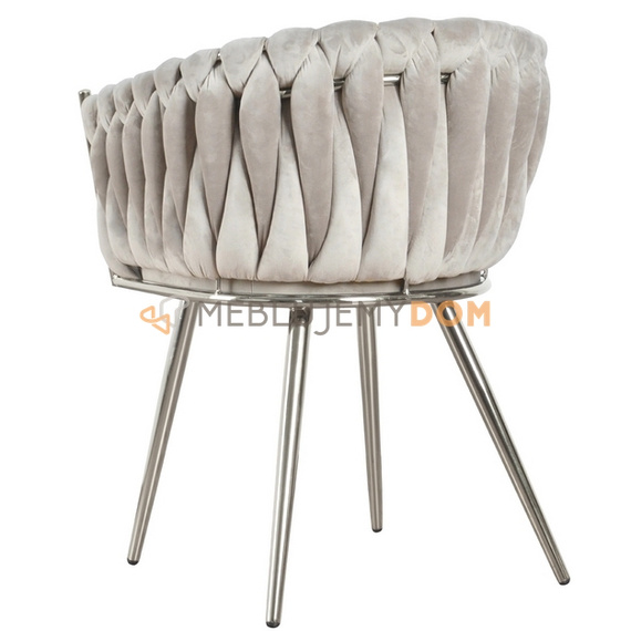 DAHLIA SILVER armchair with woven backrest 80 cm