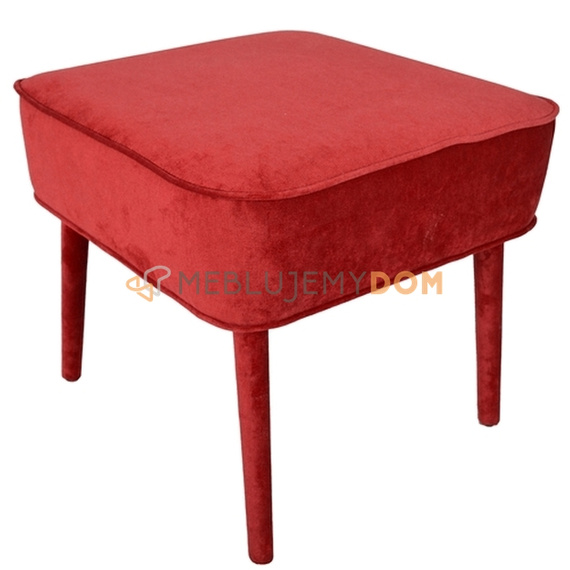 Pouf JUDITH with piping and upholstered legs 50 x 50 cm