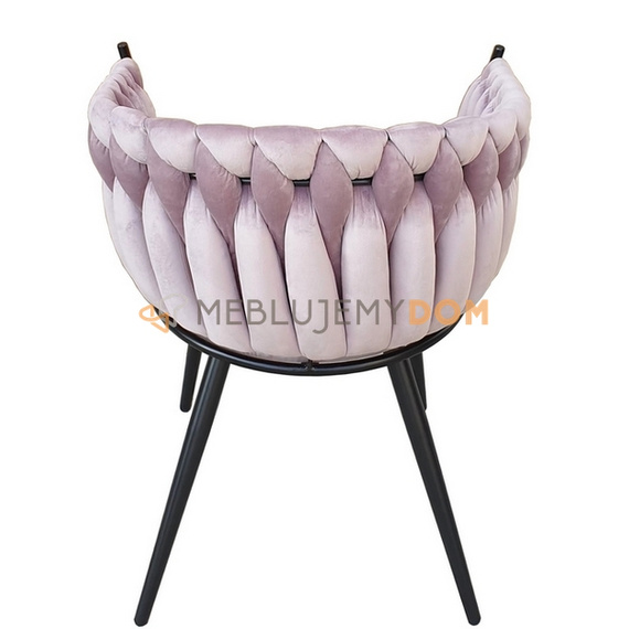 DAHLIA BLACK armchair with woven backrest 80 cm