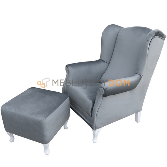 Set USZAK VELVET armchair with footstool