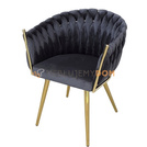 DAHLIA GOLD armchair with woven backrest 80 cm