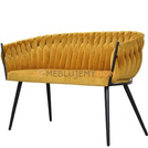 DAHLIA BLACK upholstered bench with woven backrest 76 cm