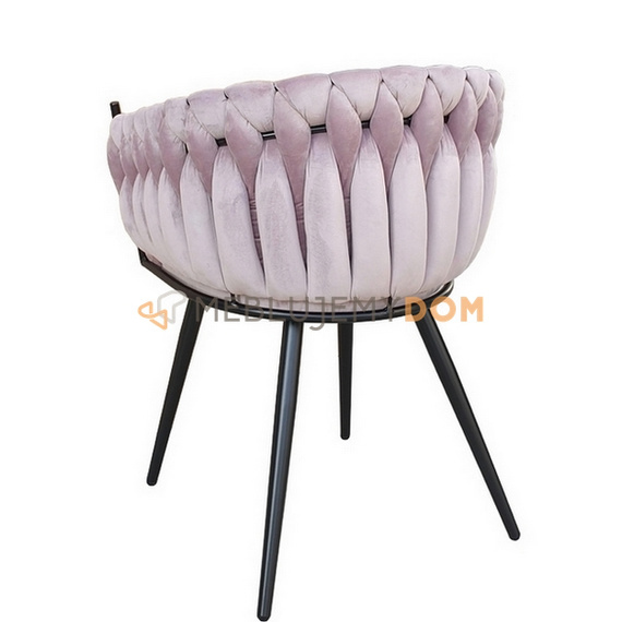 DAHLIA BLACK armchair with woven backrest 80 cm