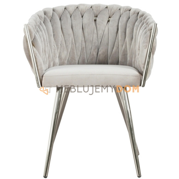 DAHLIA SILVER armchair with woven backrest 80 cm