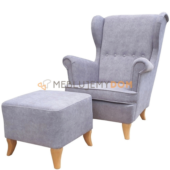 Set USZAK PIK armchair with footstool
