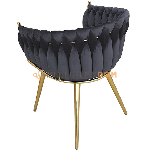 DAHLIA GOLD armchair with woven backrest 80 cm