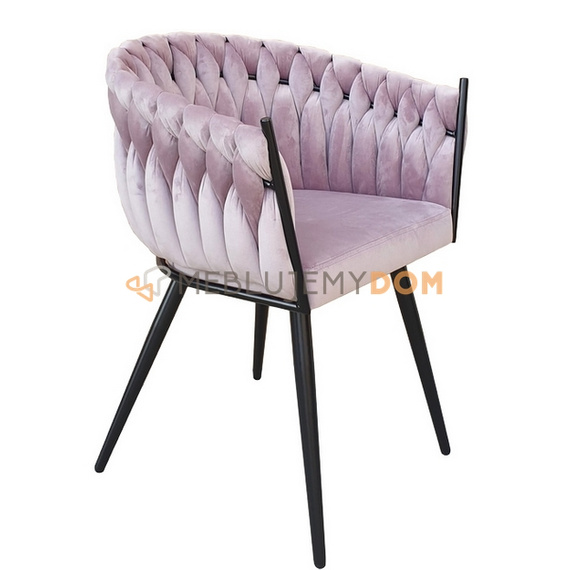 DAHLIA BLACK armchair with woven backrest 80 cm